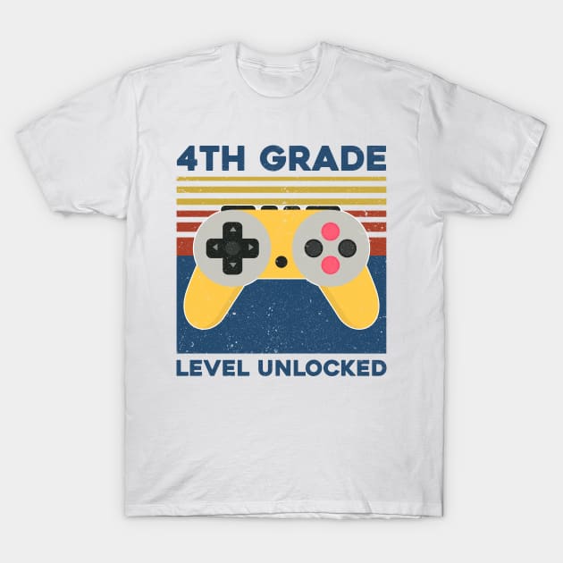 Kids Fourth Grade Level Unlocked Back To School Video Gamer T-Shirt by hardyhtud